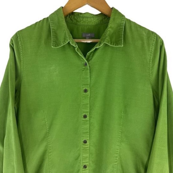 J. Jill Woman’s Medium Green Corduroy Long Sleeve Button Tunic Shirt - Picture 3 of 8